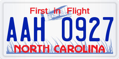NC license plate AAH0927
