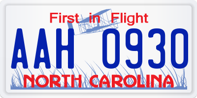 NC license plate AAH0930