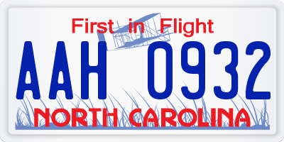 NC license plate AAH0932