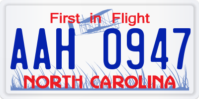NC license plate AAH0947