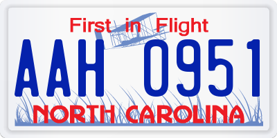 NC license plate AAH0951