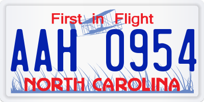 NC license plate AAH0954