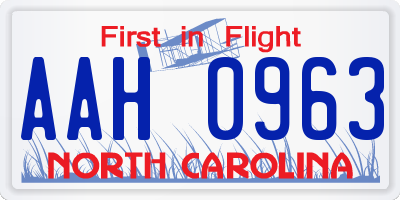NC license plate AAH0963