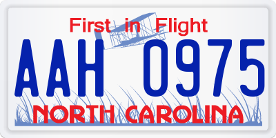 NC license plate AAH0975