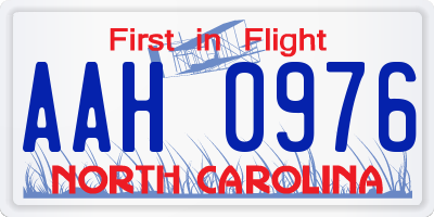 NC license plate AAH0976