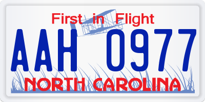 NC license plate AAH0977