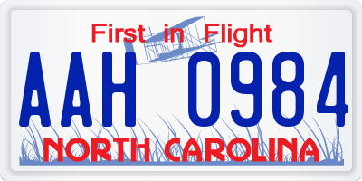 NC license plate AAH0984