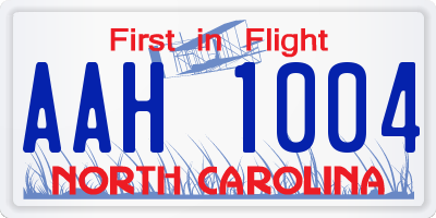 NC license plate AAH1004