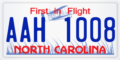 NC license plate AAH1008