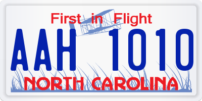 NC license plate AAH1010