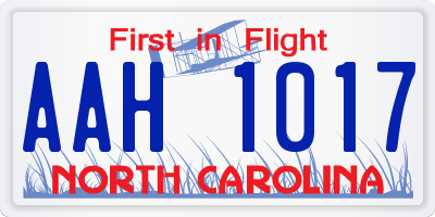 NC license plate AAH1017