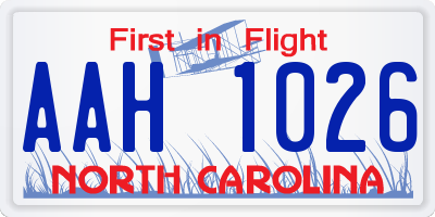 NC license plate AAH1026