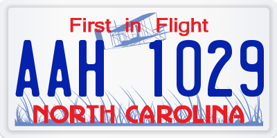 NC license plate AAH1029