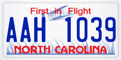NC license plate AAH1039
