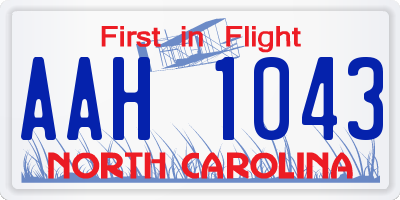 NC license plate AAH1043