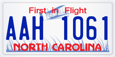 NC license plate AAH1061