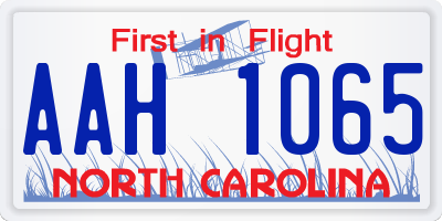 NC license plate AAH1065