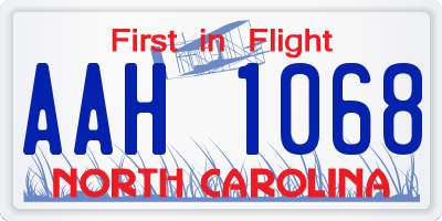 NC license plate AAH1068