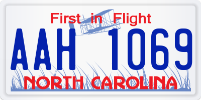 NC license plate AAH1069