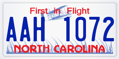 NC license plate AAH1072