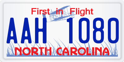 NC license plate AAH1080