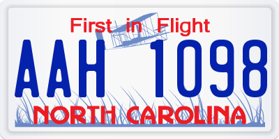 NC license plate AAH1098