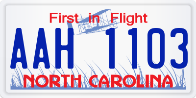 NC license plate AAH1103
