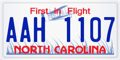 NC license plate AAH1107