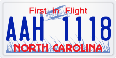 NC license plate AAH1118