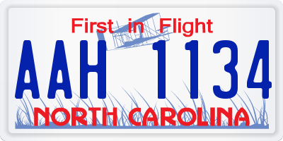 NC license plate AAH1134