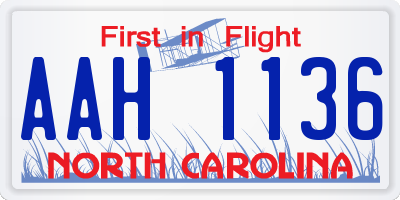 NC license plate AAH1136