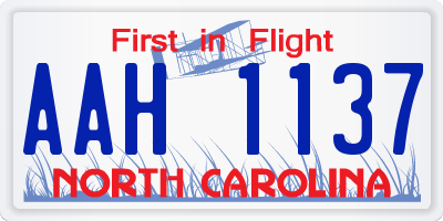 NC license plate AAH1137