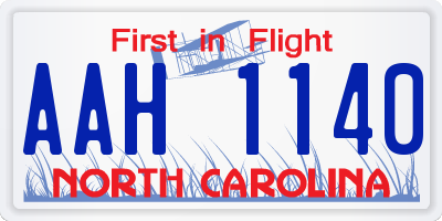 NC license plate AAH1140