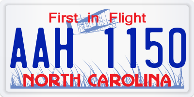 NC license plate AAH1150