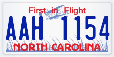 NC license plate AAH1154
