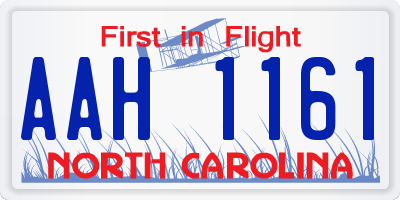 NC license plate AAH1161