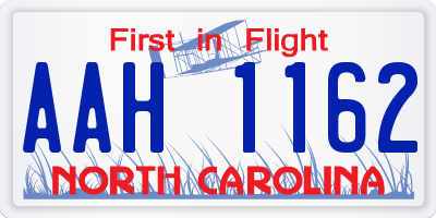 NC license plate AAH1162
