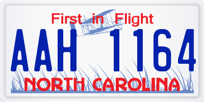 NC license plate AAH1164
