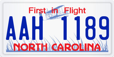 NC license plate AAH1189