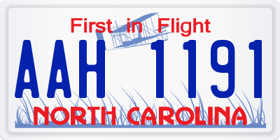 NC license plate AAH1191