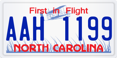 NC license plate AAH1199