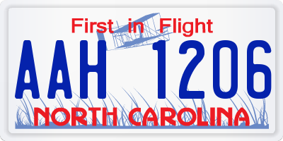 NC license plate AAH1206