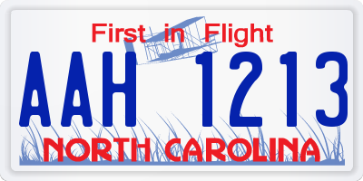 NC license plate AAH1213