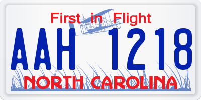 NC license plate AAH1218