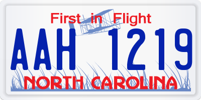 NC license plate AAH1219