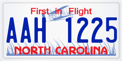 NC license plate AAH1225