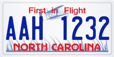 NC license plate AAH1232