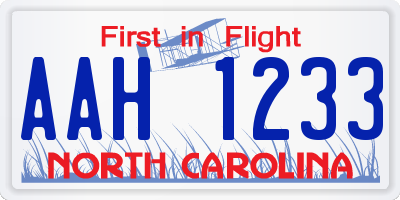 NC license plate AAH1233