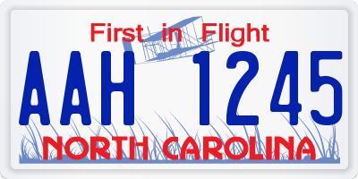 NC license plate AAH1245
