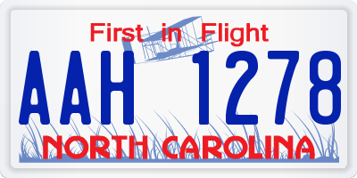 NC license plate AAH1278
